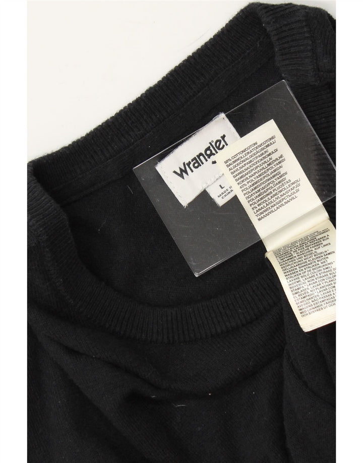 WRANGLER Mens Boat Neck Jumper Sweater Large Black Cotton Vintage Wrangler and Second-Hand Wrangler from Messina Hembry 