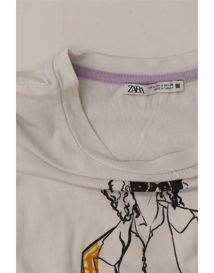 Tricou grafic supradimensionat pentru femei Zara UK 10 Small White