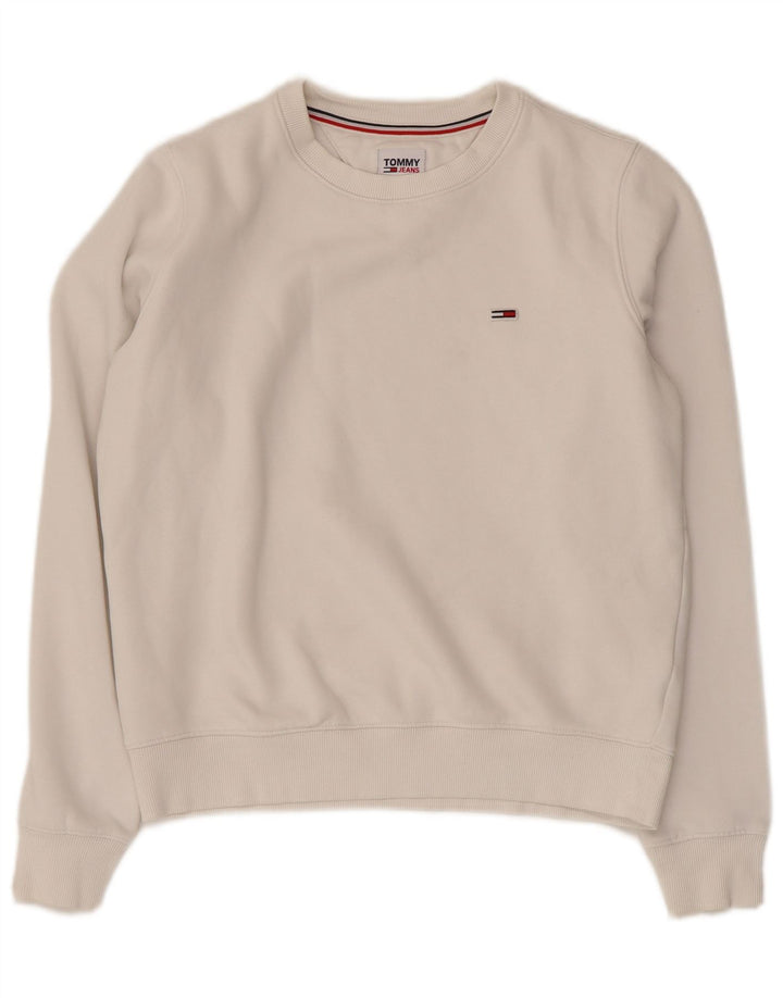 TOMMY HILFIGER Pulover supradimensionat pentru femei UK 6 XS Bumbac alb