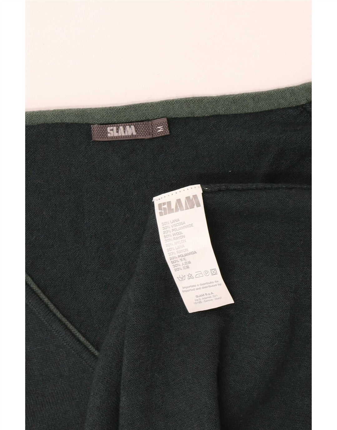 Pulover Slam pentru femei cu decolteu în V UK 12 Lână verde medie