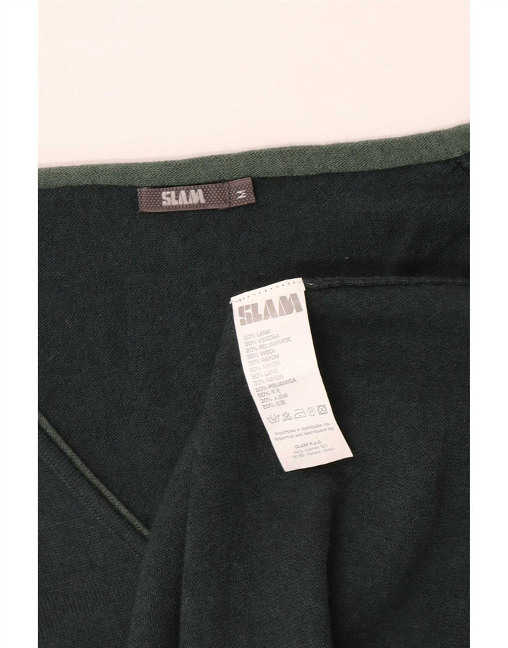 Pulover Slam pentru femei cu decolteu în V UK 12 Lână verde medie