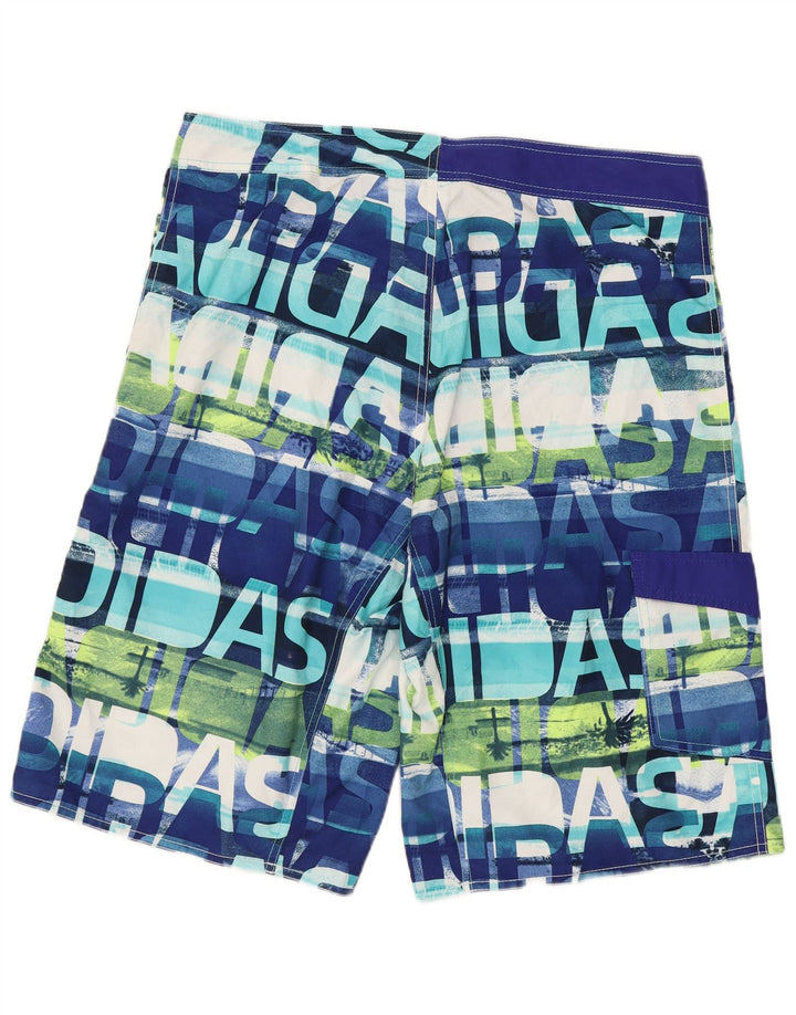 Pantaloni scurți de înot pentru bărbați Adidas, cu model abstract, poliester albastru