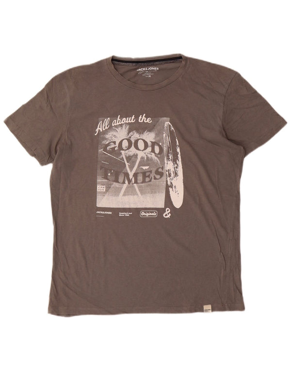 Tricou cu grafic Jack & Jones pentru bărbați Top, gri mediu
