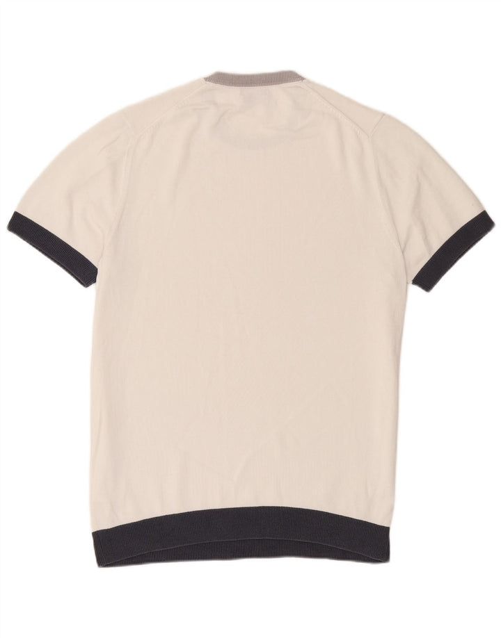 Pulover Massimo Dutti pentru bărbați cu decolteu rotund, mare, alb, bloc de culoare