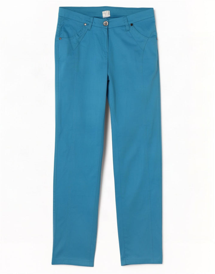 Pantaloni de damă vintage slim casual W28 L30 poliester albastru