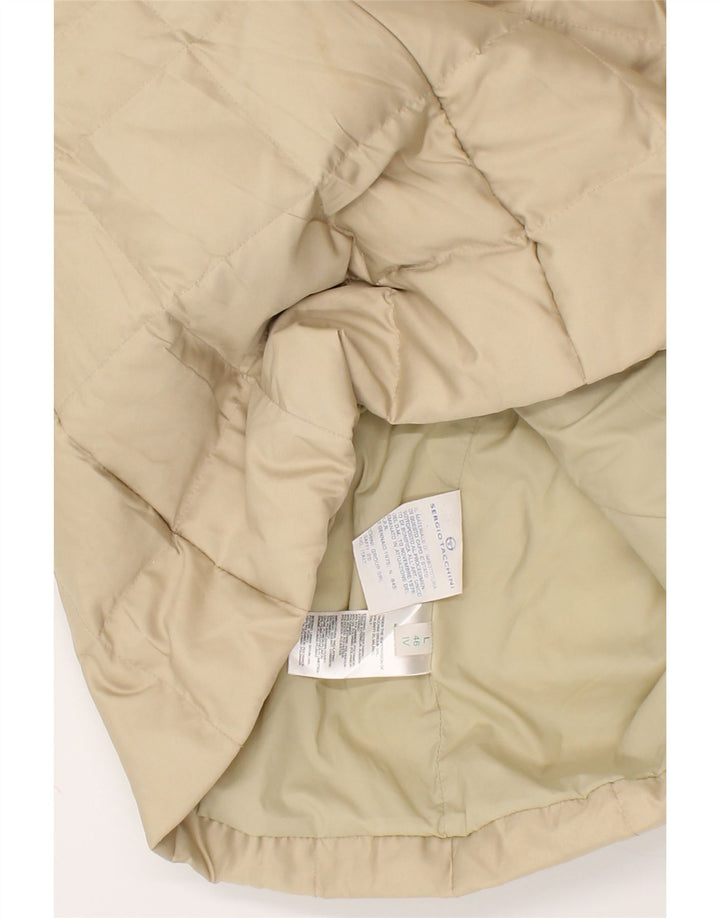 SERGIO TACCHINI Womens Padded Coat IT 46 Large Beige Polyamide Vintage Sergio Tacchini and Second-Hand Sergio Tacchini from Messina Hembry 