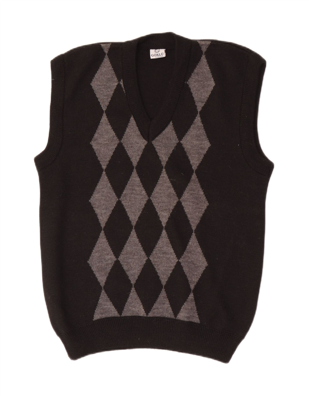 Vintage bărbați Vest Tank Top Mic Negru Argyle/Diamond