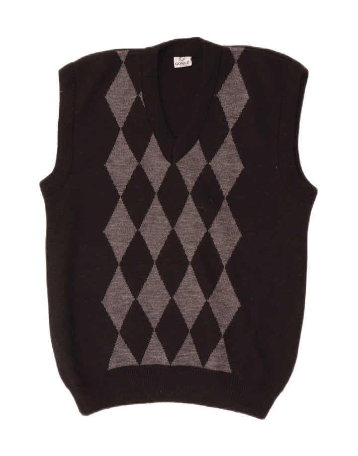 Vintage bărbați Vest Tank Top Mic Negru Argyle/Diamond