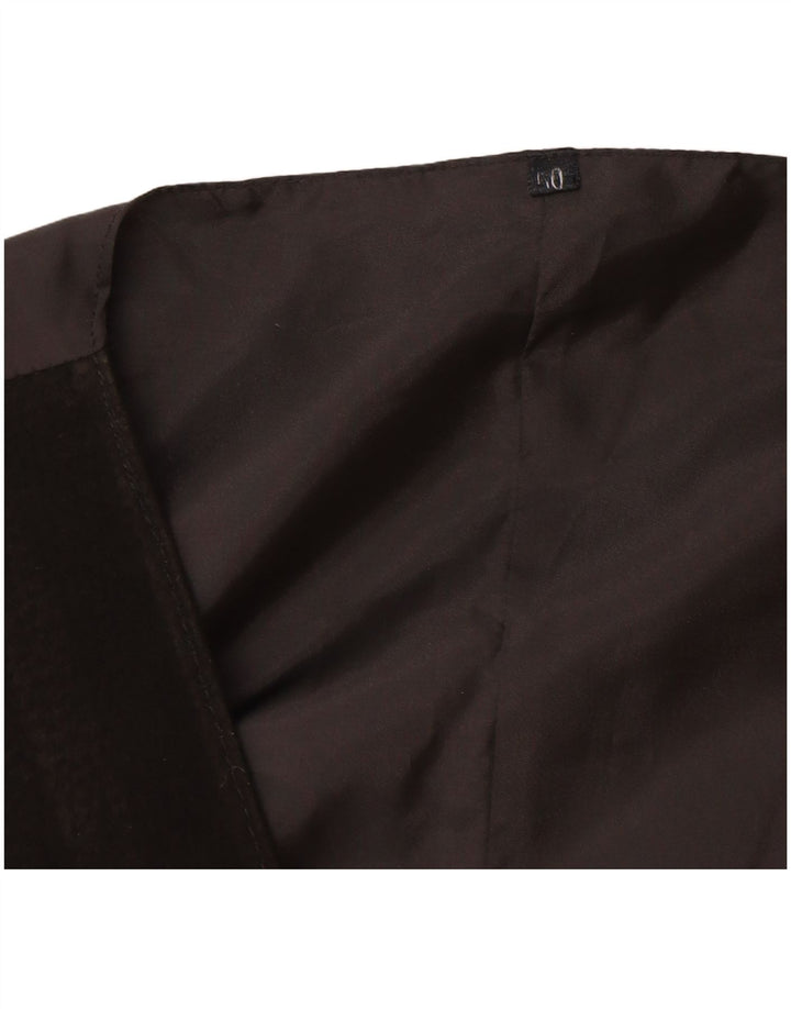 Vestă vintage pentru bărbați din piele intoarsa UK 40 Medium Black Leather