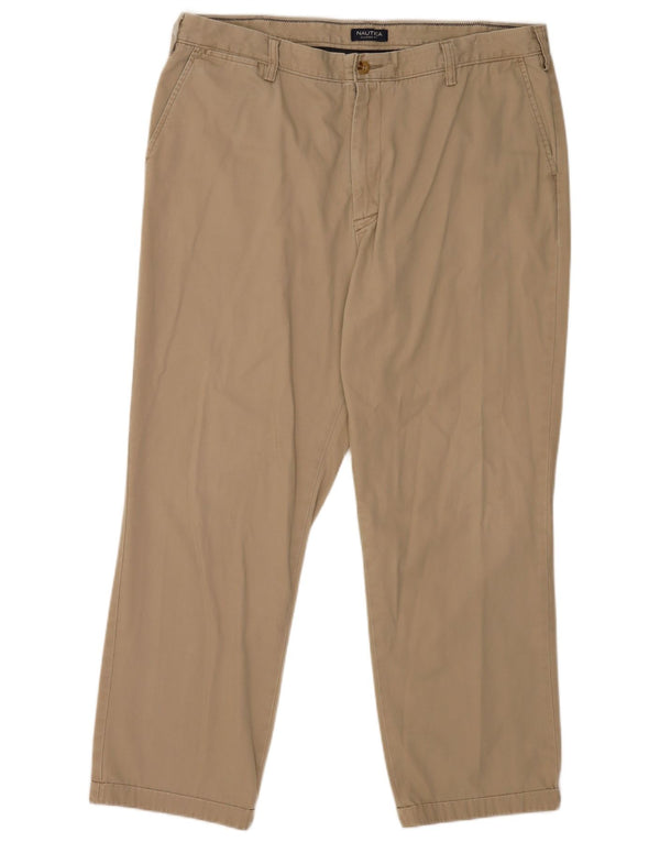 Pantaloni chino drepți Nautica pentru bărbați, cu tăiere clasică, L40 L32, bumbac bej
