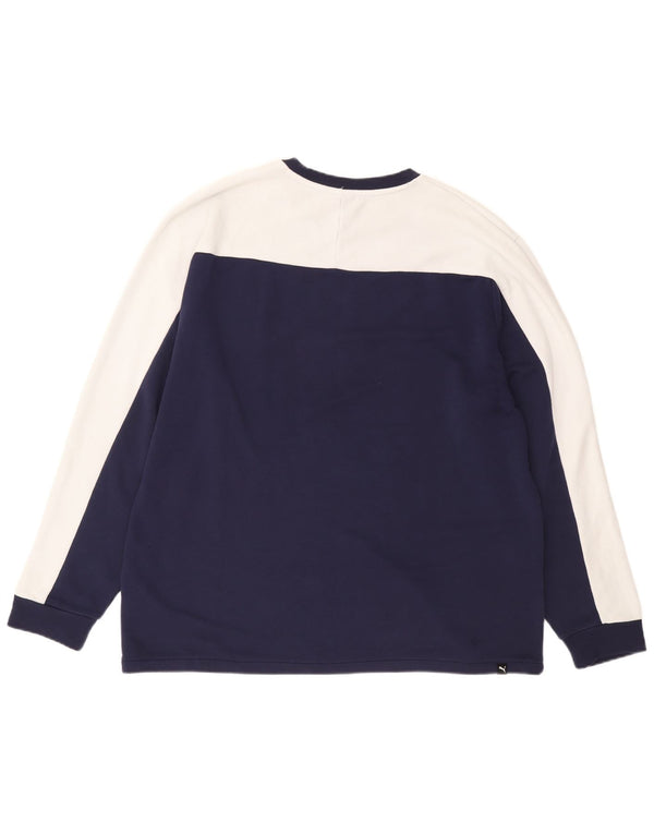 Tricou cu mânecă lungă Puma pentru bărbați, XL, albastru bleumarin, color block, bumbac