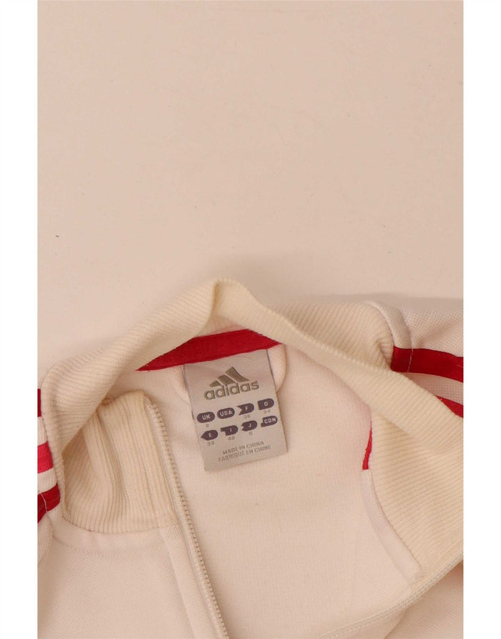 Jachetă de top pentru trening grafic Adidas pentru femei UK 8 Small Poliester alb