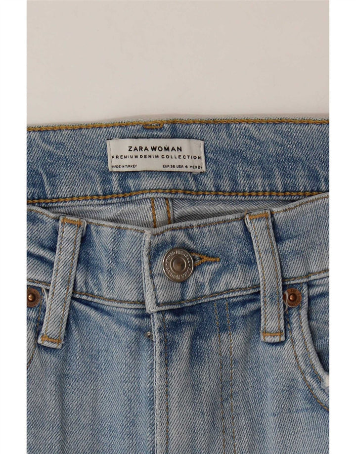 Pantaloni scurți din denim învechit pentru femei Zara EU 36 XS W26 Albastru