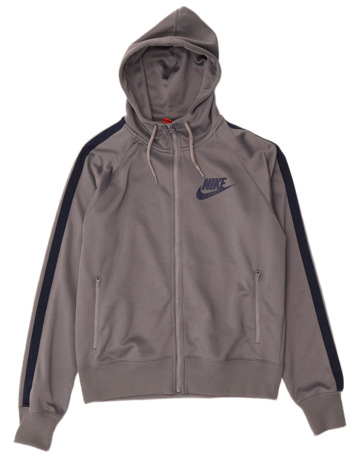 Pulover Nike pentru bărbați, cu fermoar, gri mediu, poliester color bloc