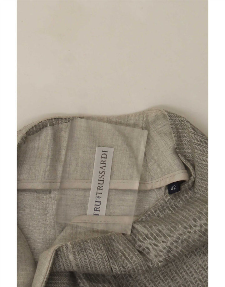Fusta mini plisată pentru femei Trussardi IT 42 Medium W28 Gri Herringbone