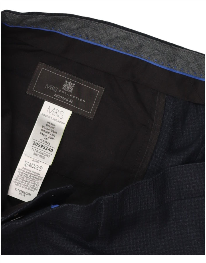 Pantaloni de costum pentru bărbați Marks & Spencer, croiți, L36 L29 bleumarin, carouri