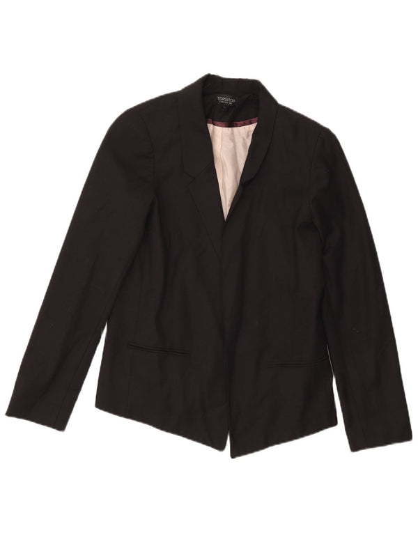 Topshop Jachetă Blazer deschisă pentru femei UK 8, poliester negru mic