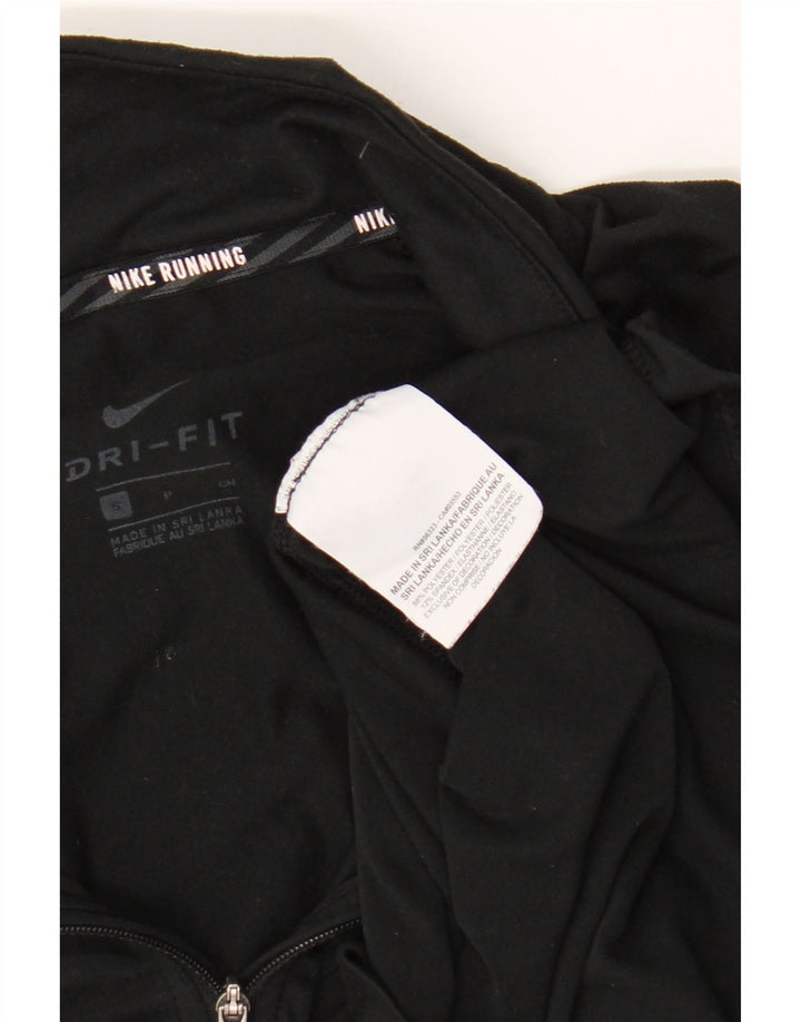 Top de trening pentru bărbați Dri Fit, cu fermoar și gât, din poliester negru