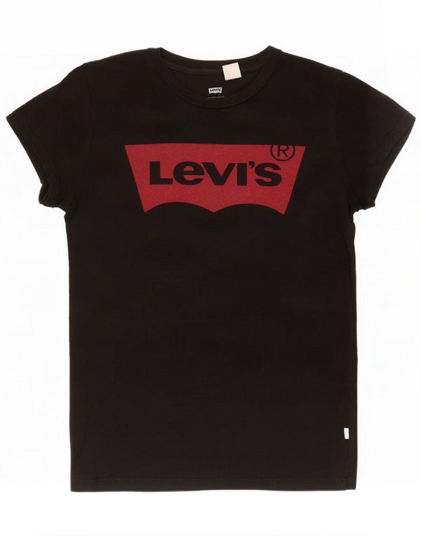 Levi's Womens Graphic T-Shirt Top UK 12 Medium Black