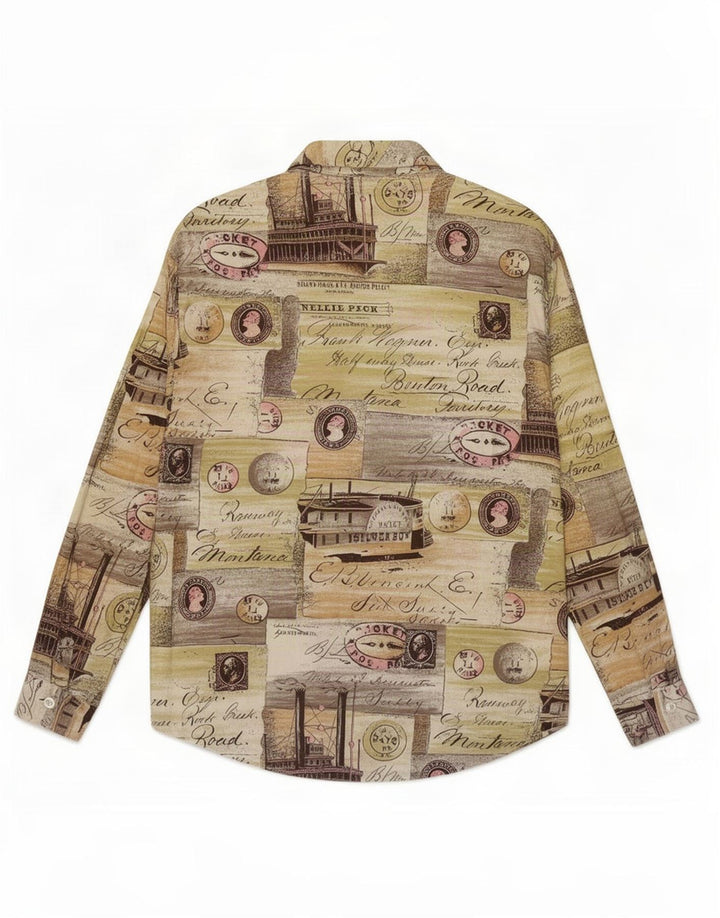 Cămașă Vintage pentru femei cu model abstract UK 14 Medium Multicolor