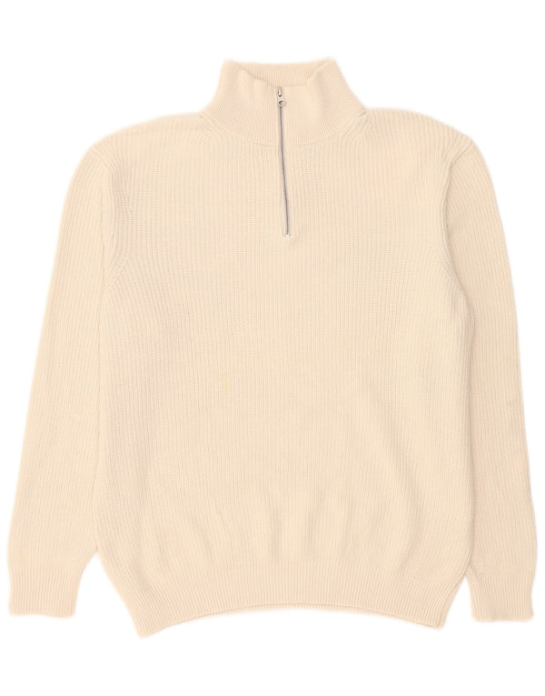 Pulover pentru bărbați Zara, cu fermoar și gât, XL, alb