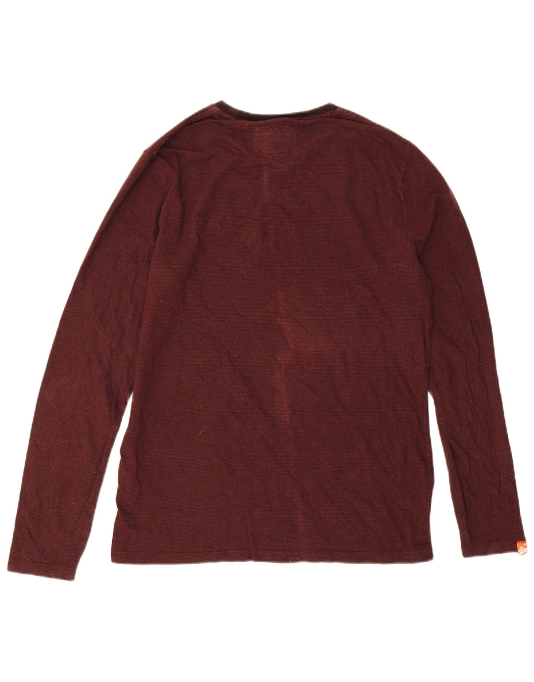 Top pentru bărbați Superdry cu mânecă lungă, mare, burgundy, bumbac