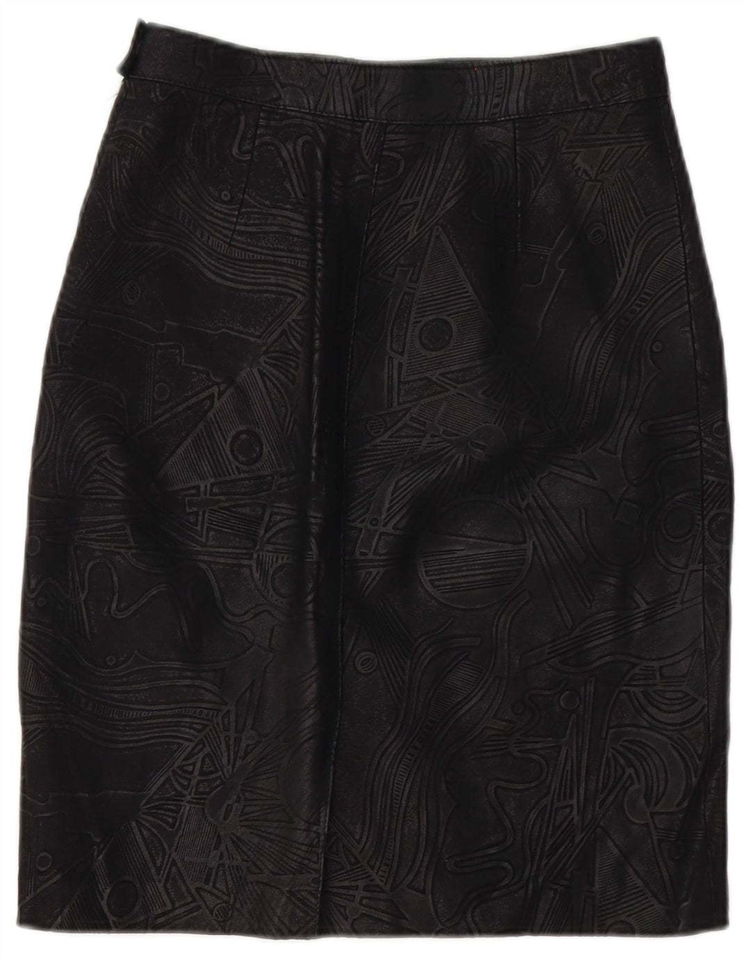 Fusta de piele Vintage pentru femei W26 Mica Neagra Geometrica