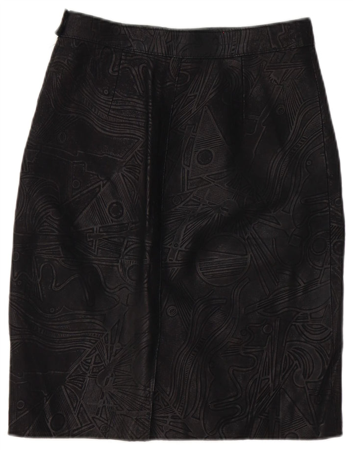 Fusta de piele Vintage pentru femei W26 Mica Neagra Geometrica