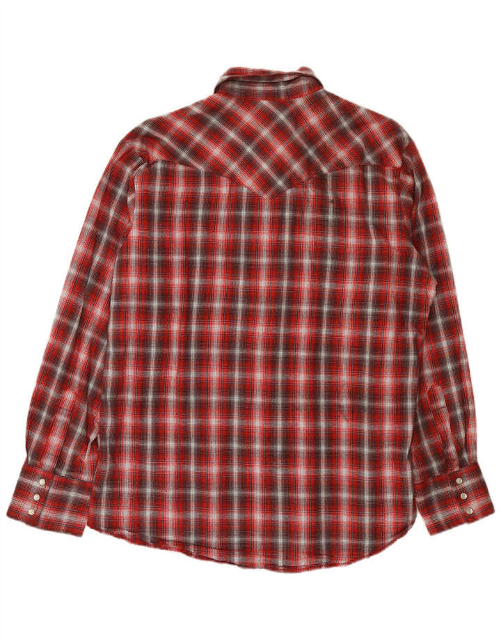 Cămașă Western Flannel Wrangler pentru bărbați, bumbac cu carouri mari, roșii
