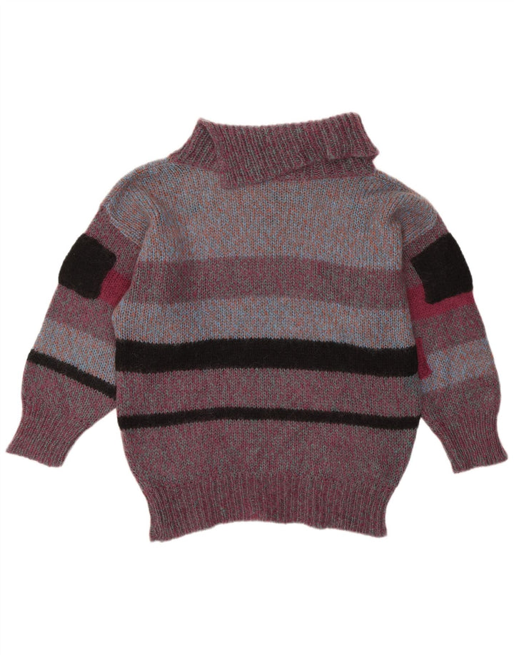 VINTAGE Pulover cu gât rulat pentru femei UK 18 XL Violet Colorblock