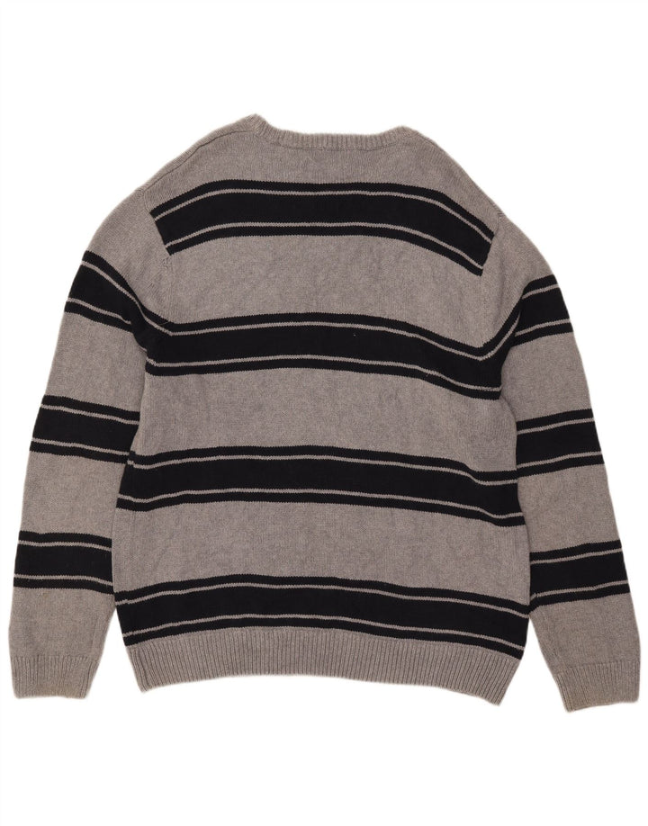 Pulover Chaps pentru bărbați cu gât roșu, XL, bumbac cu dungi gri