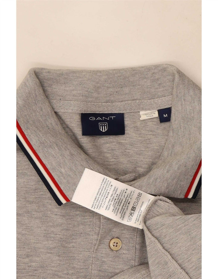 Tricou polo pentru bărbați Gant, bumbac cu dungi gri mediu