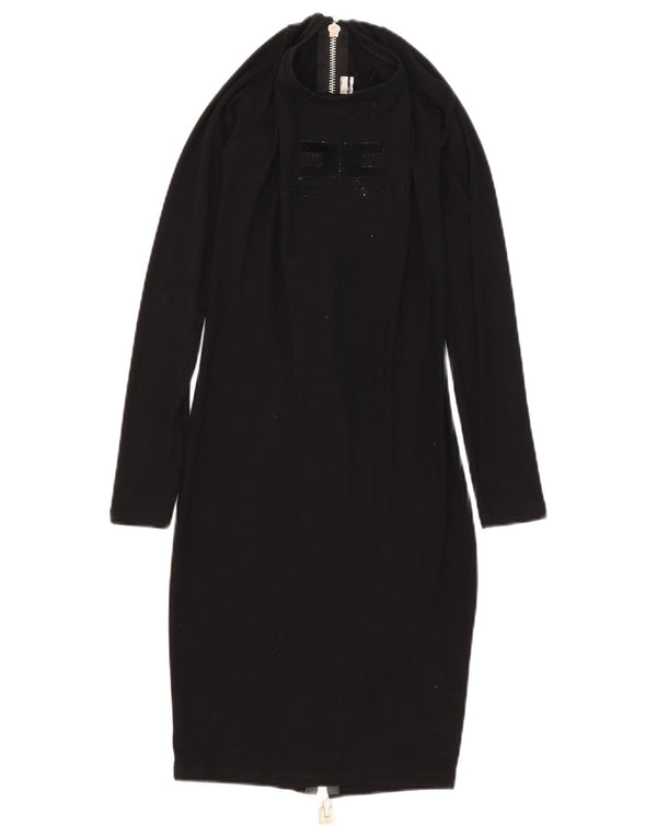 Elisabetta Franchi Rochie de dama cu grafica bodycon UK 8 Small Black Viscose