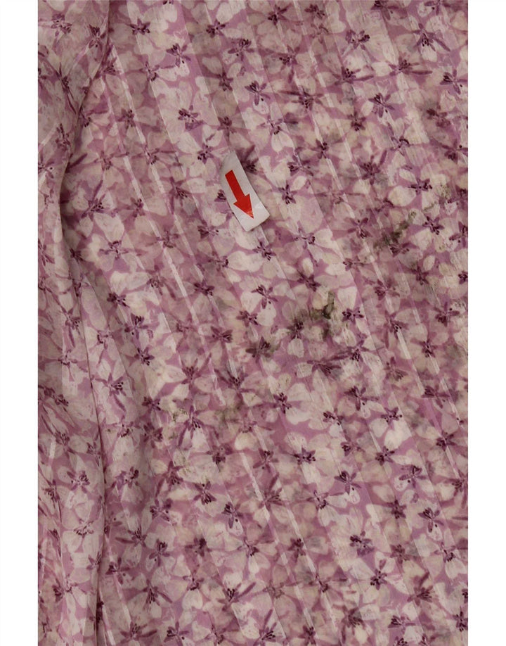 Bluză cu mânecă lungă pentru femei H&M, UK 16, mare, roz, poliester floral