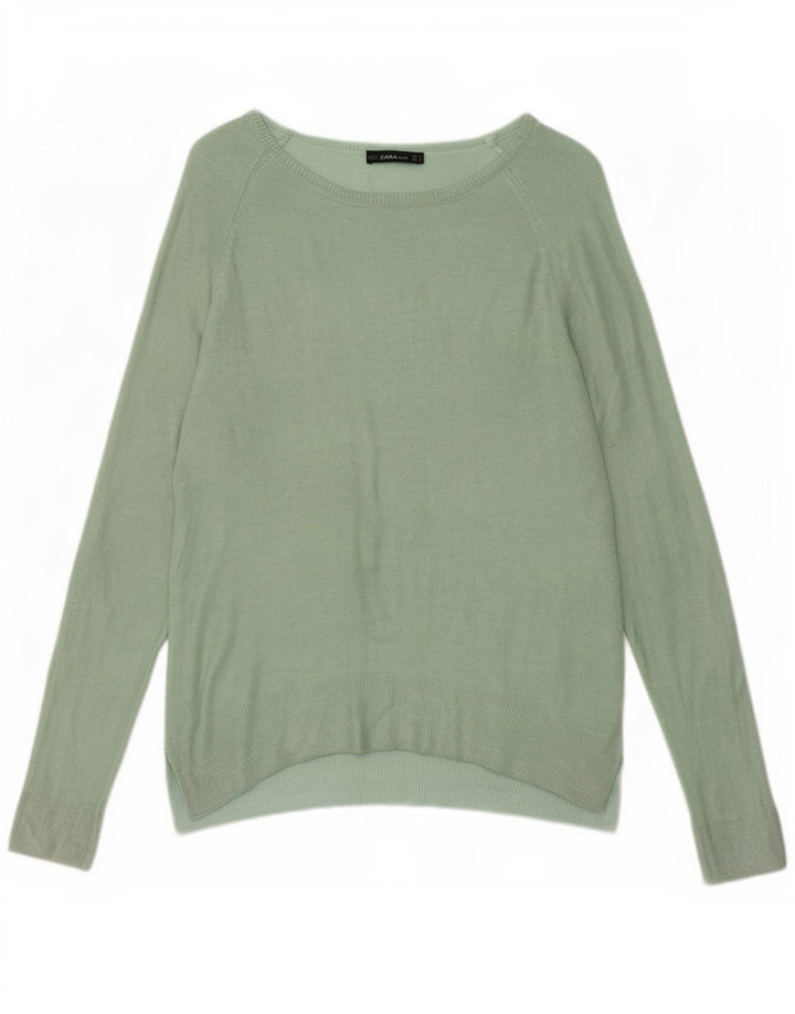 Pulover pentru femei Zara, cu gât de barcă, UK 14, verde mediu