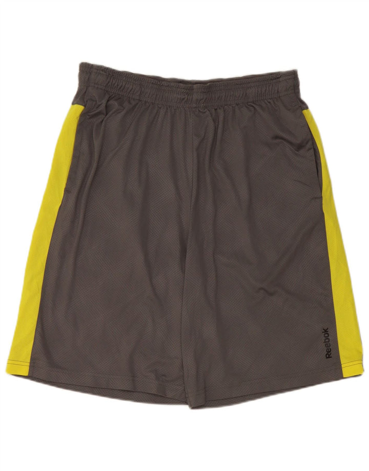 Pantaloni scurți sport Reebok pentru bărbați, gri mediu, poliester color bloc