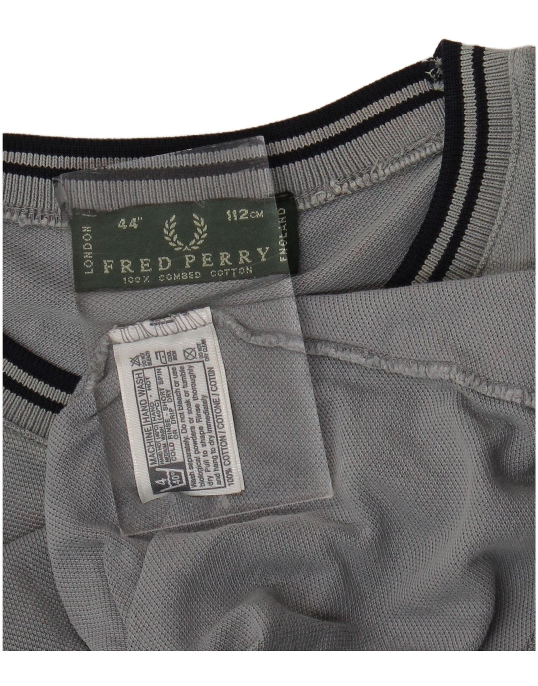 FRED PERRY Top pentru bărbați cu mânecă lungă din bumbac gri mediu
