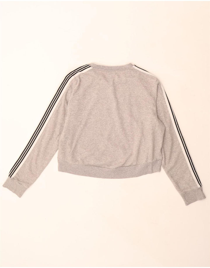 Pulover crop ADIDAS pentru femei UK 12/14, bumbac cu pete gri mediu