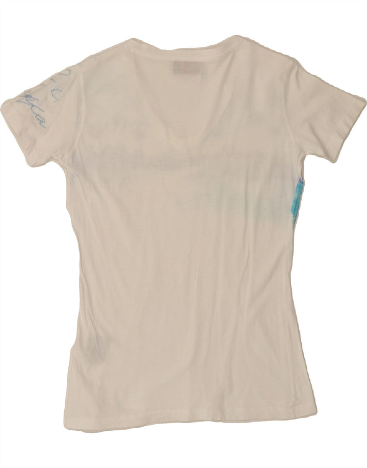 KAPPA Womens Graphic T-Shirt Top UK 12 Medium White Cotton Vintage Kappa and Second-Hand Kappa from Messina Hembry 