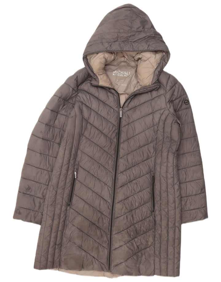 Palton căptușit cu glugă pentru femei MICHAEL KORS UK 16 mare nailon gri