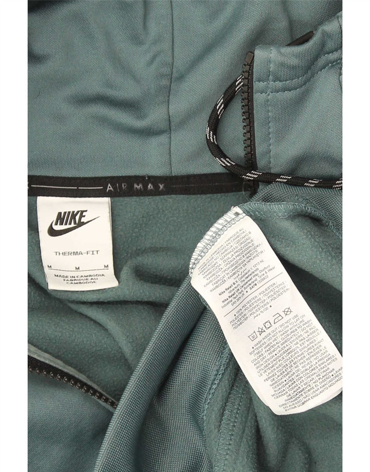 Pulover Nike Therma-Fit Graphic Zip pentru bărbați, poliester verde mediu