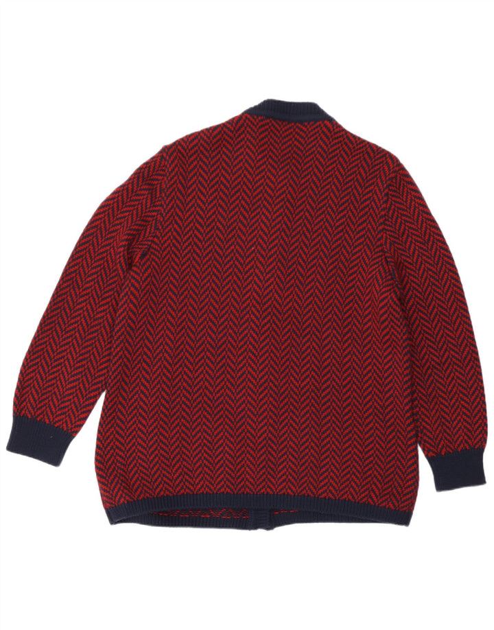 Pulover Cardigan Vintage pentru femei UK 16 Large Red Herringbone