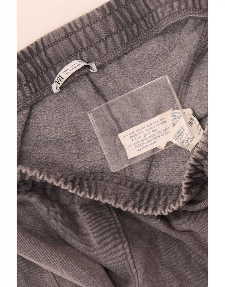 Pantaloni de trening pentru femei Zara, cu picioare largi, bumbac gri mare