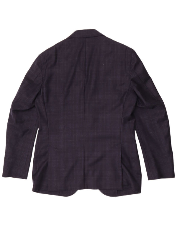 Ermenegildo Zegna Mens Heritage Blazer Jacket UK 38 Medium Navy Blue Check