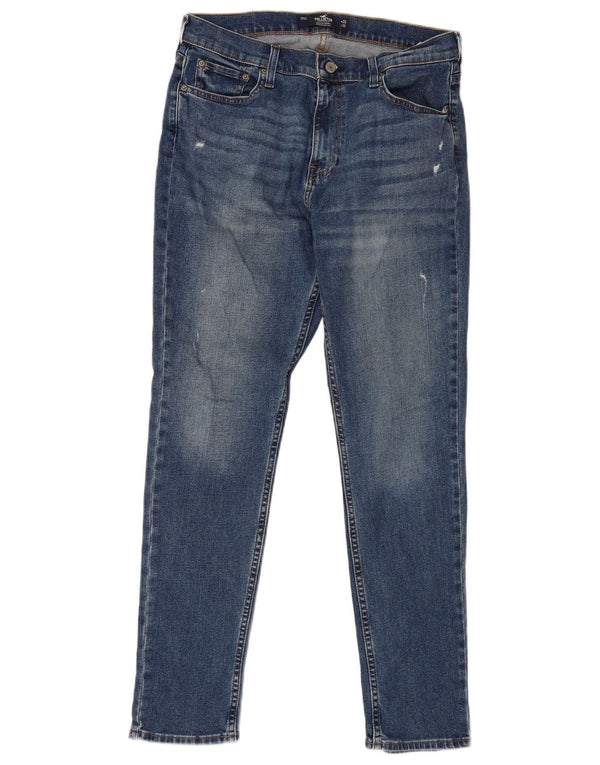 Blugi atletici skinny Hollister pentru bărbați W33 L32, bumbac albastru