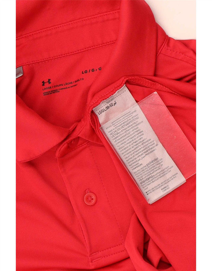 Tricou polo grafic pentru bărbați Under Armour, poliester roșu mare