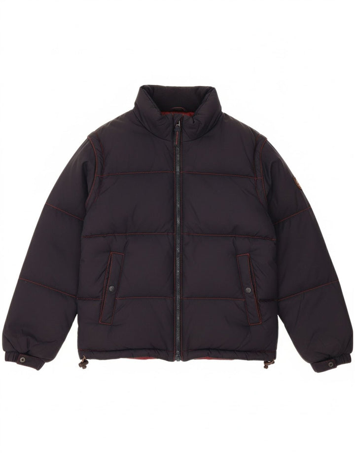 NAPAPIJRI Boys Reversible Padded Jacket 7-8 Years Navy Blue Colourblock Vintage Napapijri and Second-Hand Napapijri from Messina Hembry 