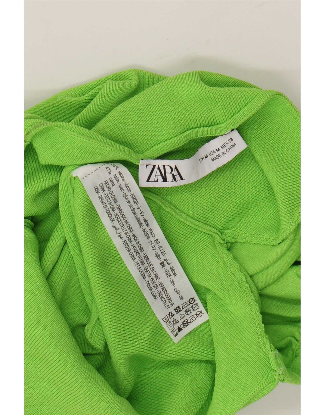 Top cu umeri decupați pentru femei Zara UK 12, viscoză verde medie
