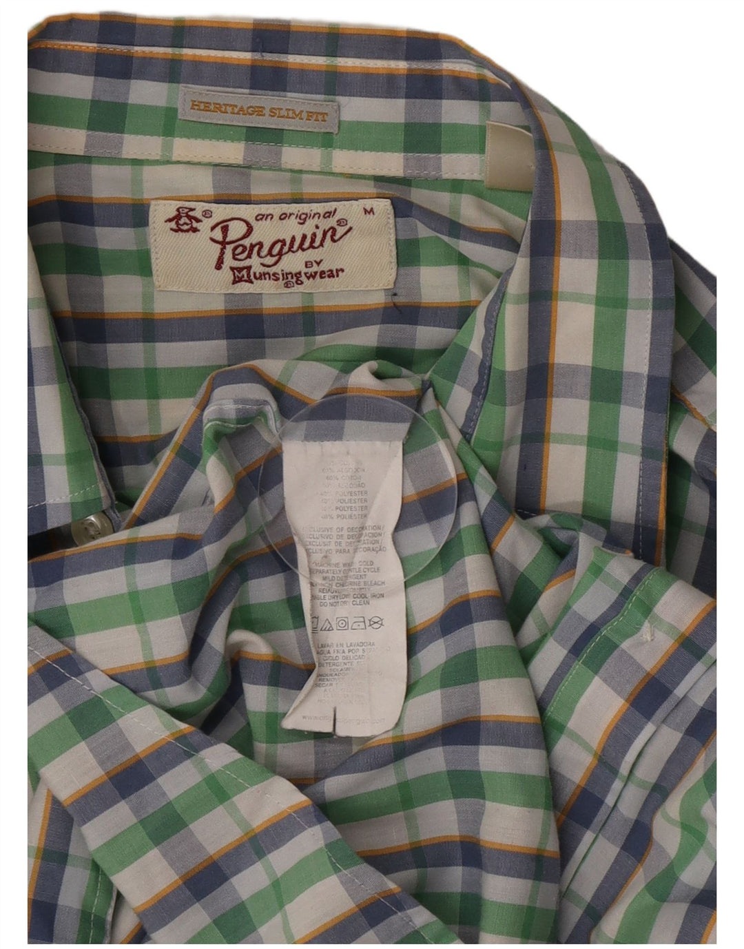 Cămașă pentru bărbați Penguin Heritage Slim Fit, bumbac verde mediu cu carouri