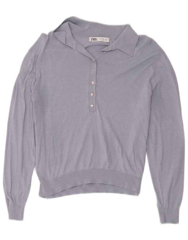 Pulover cu gât polo pentru femei Zara UK 12 Medium Blue